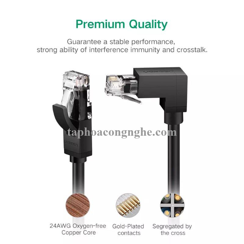 Ugreen 30835 3M màu Đen Cáp mạng CAT6 UTP 90 độ NW115 30030835